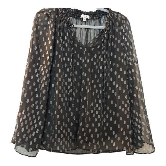 MAETTE blouse, size Medium, black semi sheer , attached camisole. Bell sleeves - Picture 1 of 7